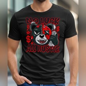 No Luck All Hustle Black Graphic Tee